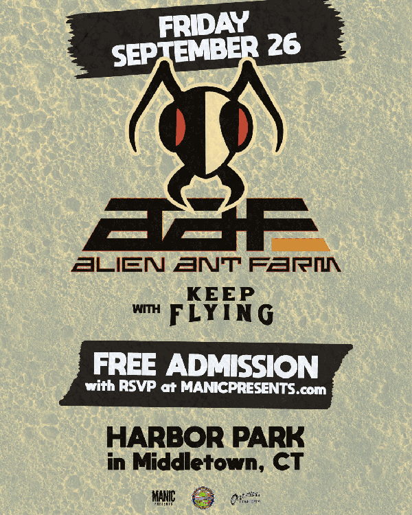 Alien Ant Farm show flyer with insect mascot logo