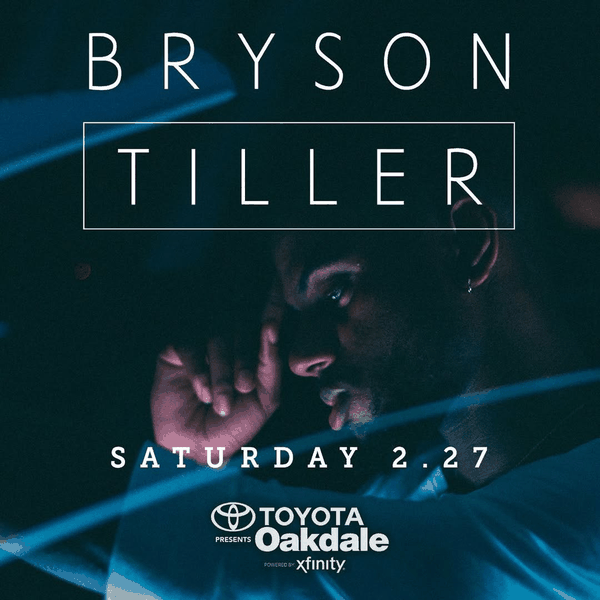 Bryson Tiller Toyota Oakdale show admat with moody portrait photo