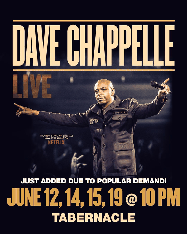 Dave Chappelle show admat with portrait photo