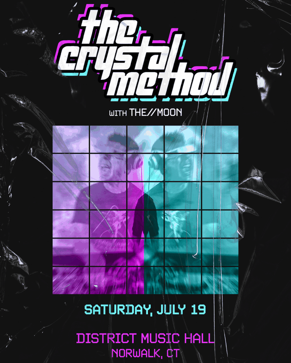 The Crystal Method with The Moon show admat with layered photo grid graphic