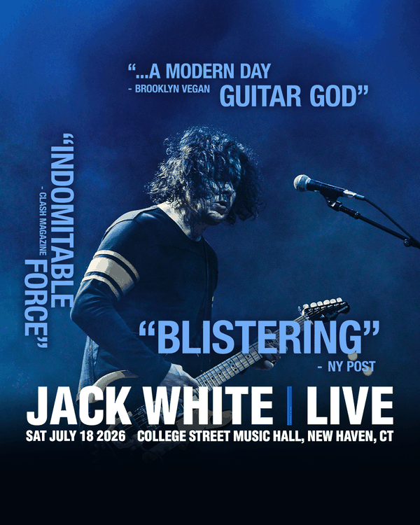 Jack White show admat with performance photo and press quotes